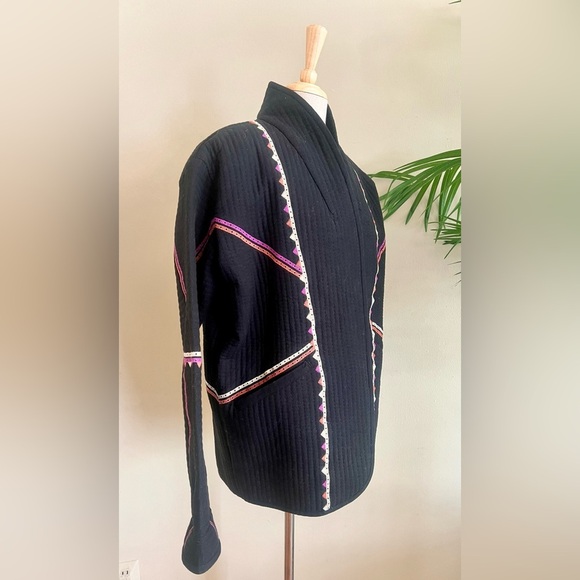 ba&sh Elegant Black Jacket Quilted With Crochet Detail French Size 1 - Picture 5 of 12